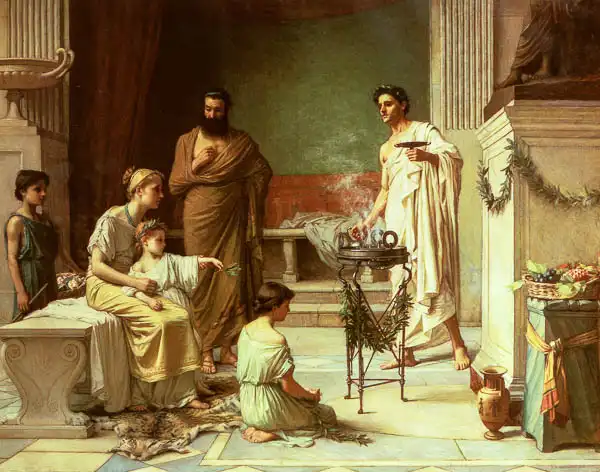 Waterhouse, J. W.: A sick child brought into the temple of aesculapius