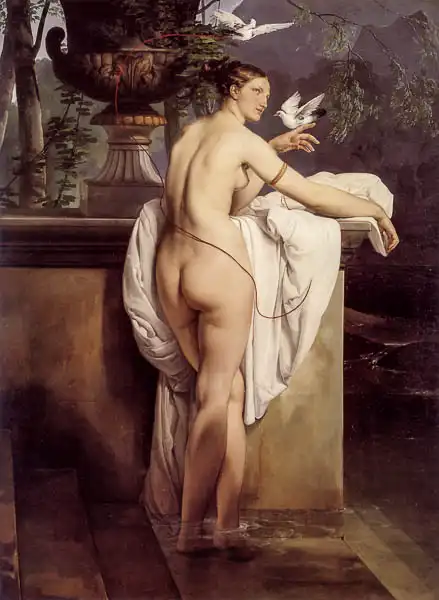 Hayez, Francesco: Venere che scherza con due colombe ritratto della ballerina carlotta chabert