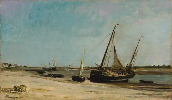 Daubigny, Charles-Francois: Boats on the Seacoast at Étaples