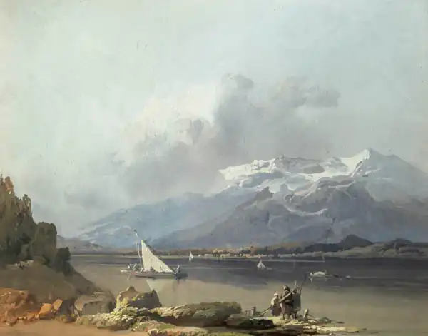 Navratil, Josef: Sailboat on the lake under the glacier (Luzern)