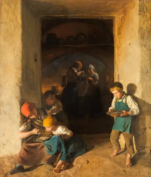 Waldmüller, Ferdinand Georg: Kids getting breakfast