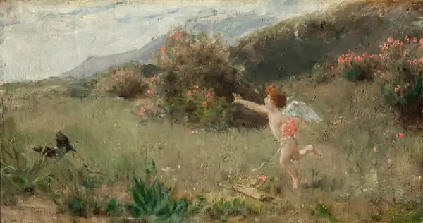 Knüpfer, Benes: Landscape with Cupid