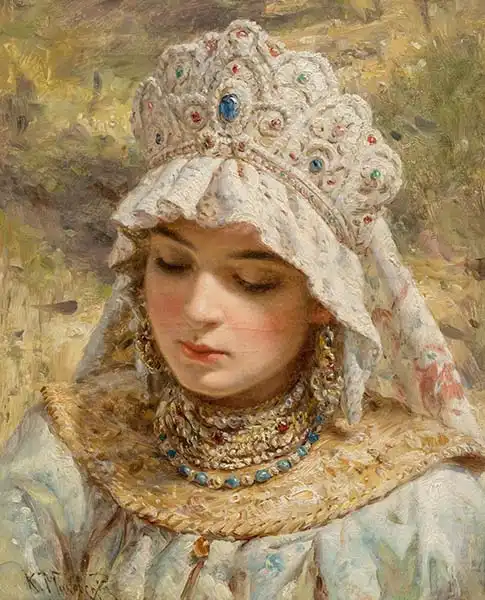 Makovsky, Konstantin J.: Girl with kokoshnik