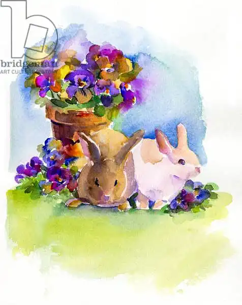 Keeling, Joh: Bunnies with Pansies