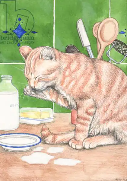 Scott, Samuel: Ginger Cat With Milk