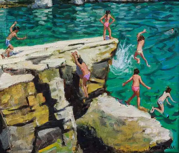 Macara, Andre: Détail du saut dans la mer, plaques, Skiathos