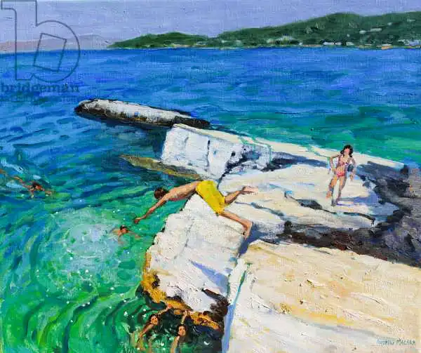 Macara, Andre: Le plongeur, les assiettes rock, Skiathos, Grèce