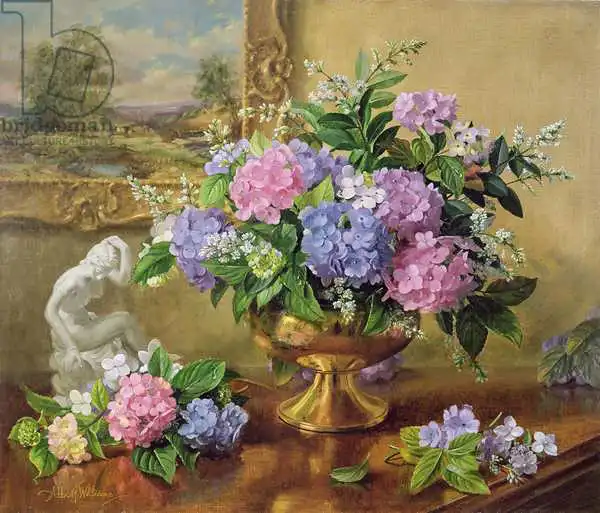 Williams, Albert: Still Life of Hydrangeas and Lilacs