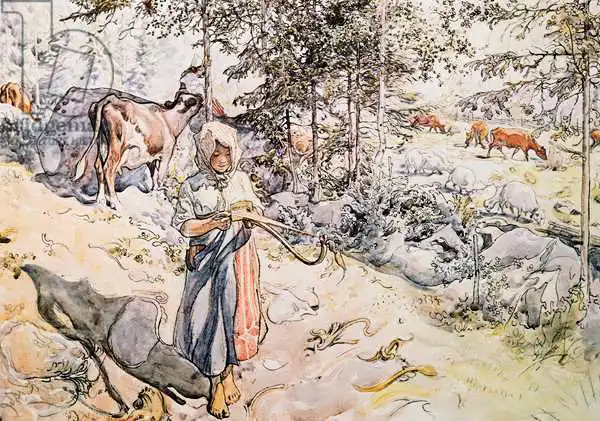 Larsson, Carl: Junges Mädchenweben