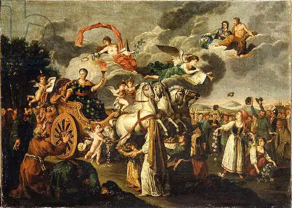 Russian school (18th century): Catherine II voyageant à travers la Russie