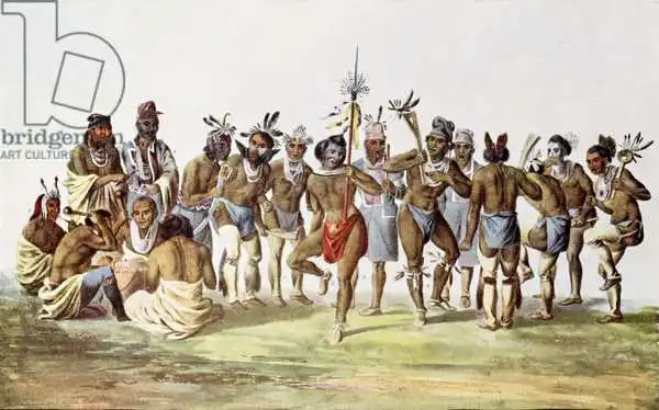 American school (19th century): War Dance of the Sauks and Foxes, illustration from 