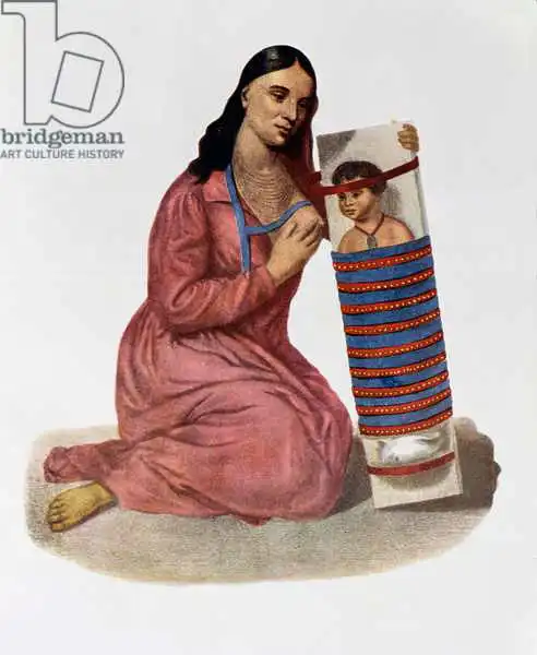 Lewis, James Otto: Chippeway Mother and Child, 1826, illustration from 