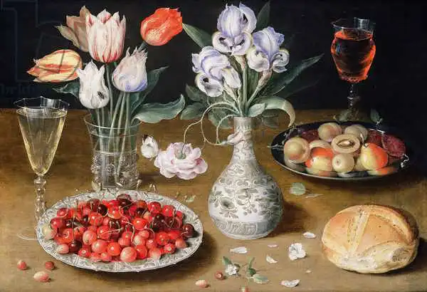 Beert, Osias, the elder: Still life with Lilies, Roses, Tulips, Cherries and Wild Strawberries