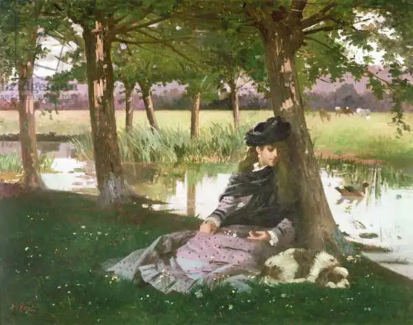 Rossi, Alexander M.: An Afternoon by a river with a King Charles Spaniel