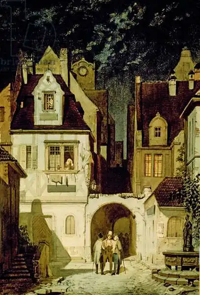 Spitzweg, Carl: A Corner of a German Town by Moonlight