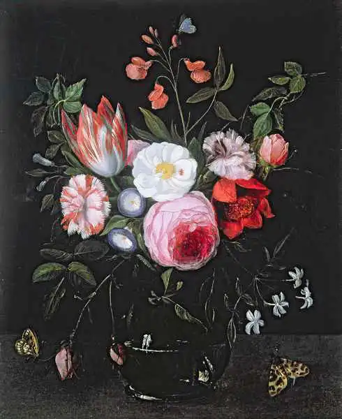 Kessel, Jan van, the elder: Spring Flowers in a glass vase, 17th century