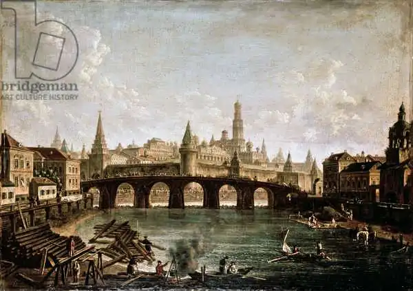 Alekseev, Fedor Yakovlevich: View of the Kremlin and the Kamenny Bridge in Moscow, 1810s