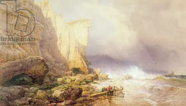 Mogford, John: Météo orageux, Clearing Seaton Cliffs, South Devon, 19e siècle
