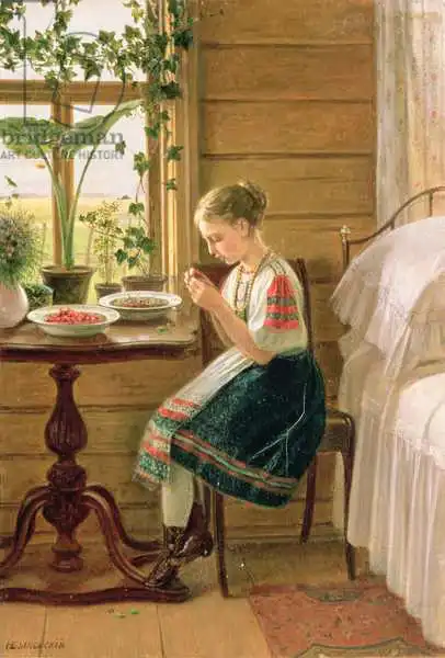 Bykovsky, Nikolai Mikhailovich: Mädchen schälen Beeren