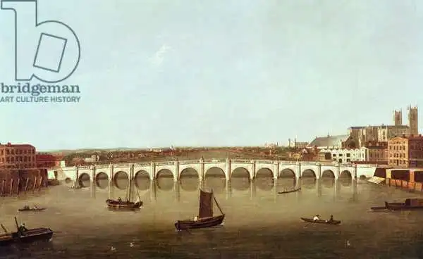 English school (18th century): La Tamise à Westminster