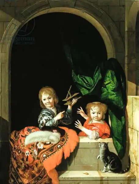 Werff, Adriaan van der: Two Children with a Mousetrap