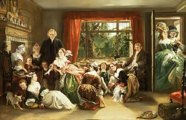 Maclise, Daniel: Hunt the Slipper chez voisin Flamborough, de «The Vicar of Wakefield» par Oliver Goldsmith
