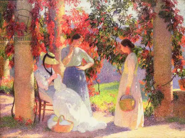 Martin, Henri: Sewing Scene under the Pergola at Marquayrol