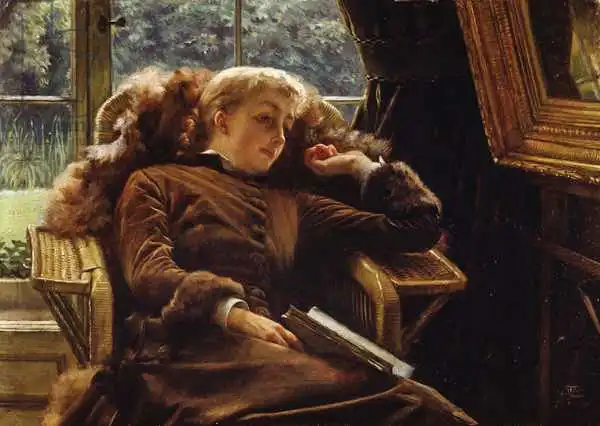 Tissot, James Joseph: Reverie: Mrs.Newton reclining in a chair