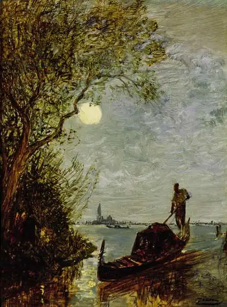 Ziem, Félix: Scène éclairée au lune avec de la gondole