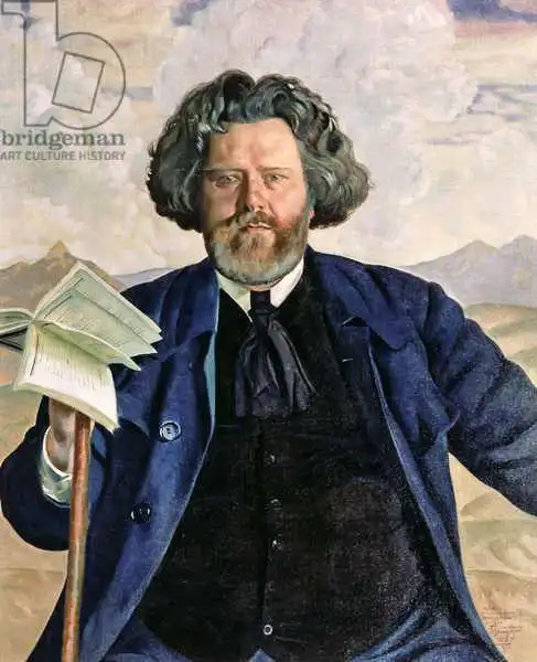 Kustodiev, Boris Mikhailovich: Portrait of Maximilian Voloshin (1877-1932) 1924