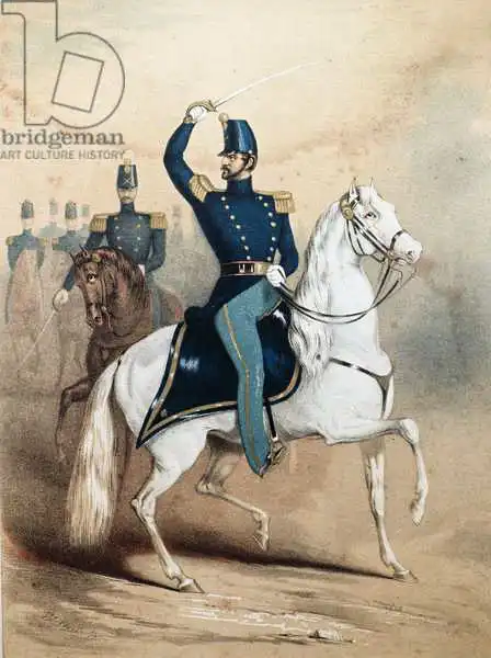 American school (19th century): Cover of a music song sheet for the Boston Light Dragoons