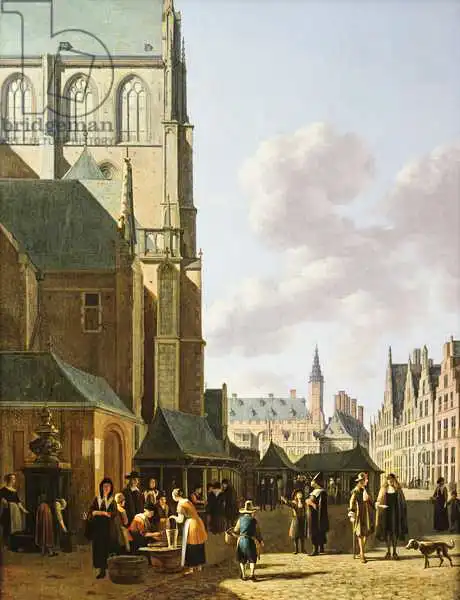 Berckheyde, Gerrit: The Grote Markt, Haarlem, looking west