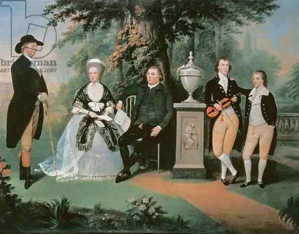 Downman, John: Members of the Wilson family grouped round a memorial of William Pitt the Younger