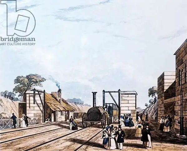 Havell, Daniel: Liverpool and Manchester Railway: Taking water at Parkside