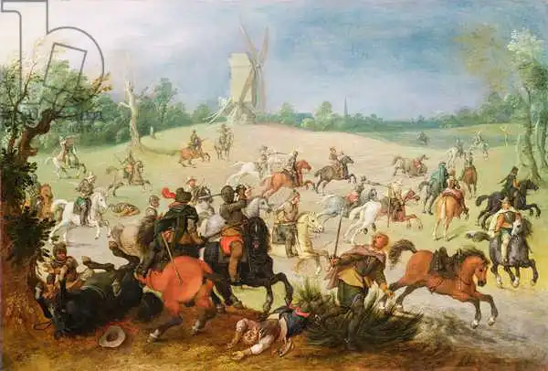 Vrancx, Sebastian: A cavalry battle in a wooded valley before a windmill