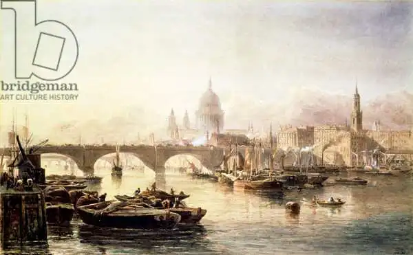 Goodall, Edward Angelo: Catedral de San Pablo y Puente de Londres, siglo XIX