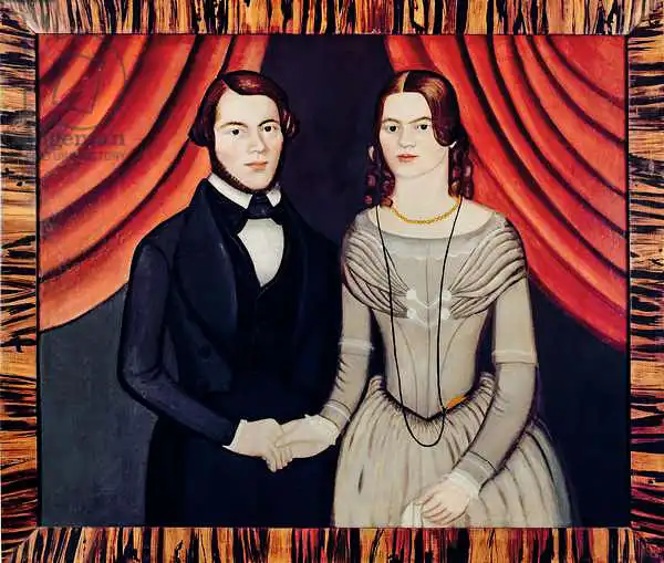 American school (19th century): Portrait of Newly-weds