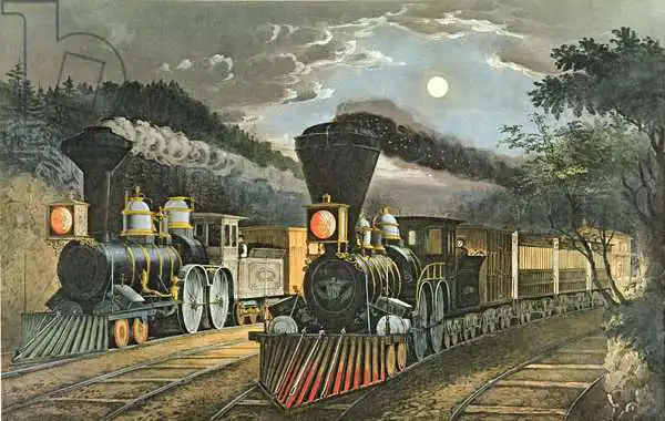 Currier, N.: The Lightning Express Trains