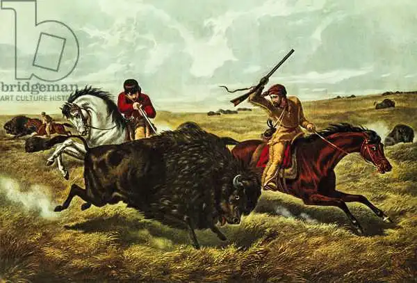 Currier, N.: Life on the Prairie - the Buffalo Hunt