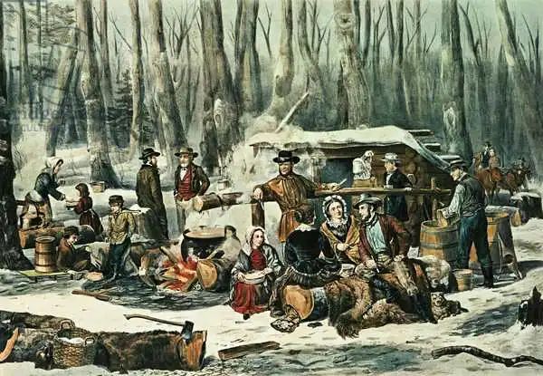 Currier, N.: American Forest Scene - Maple Sugaring