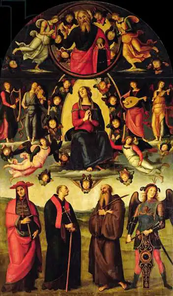 Perugino, Pietro: The Virgin enthroned, with angels and saints (Vallombrosa altarpiece)