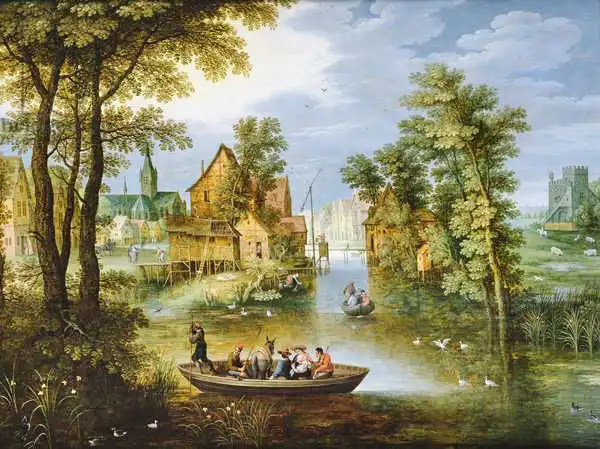 Ryckaert, Marten: A river landscape with the Flight into Egypt