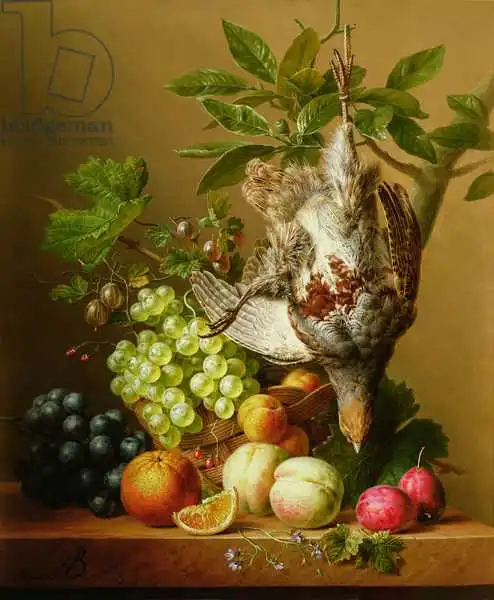 Bloemers, Arnoldus: Still Life with Fruit and a Dead Partridge