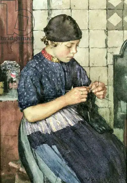 Langley, Walter: Girl Knitting