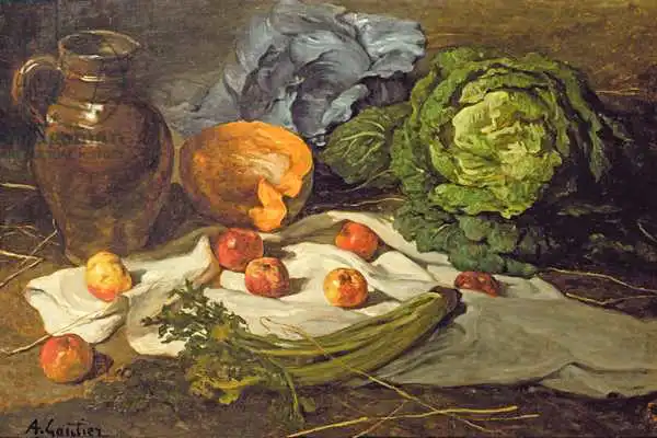 Gautier, Armand-Desire: Still Life with Cabbages