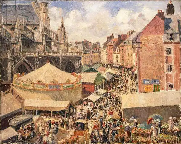 Pissarro, Camille: The Fair in Dieppe, Sunny Morning