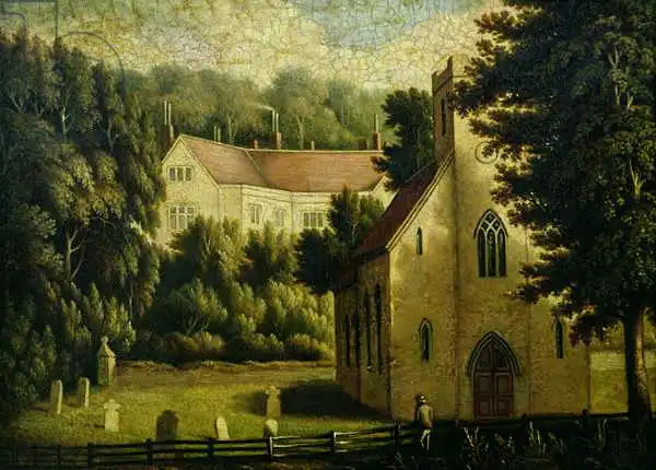English school (19th century): Chawton House and Church