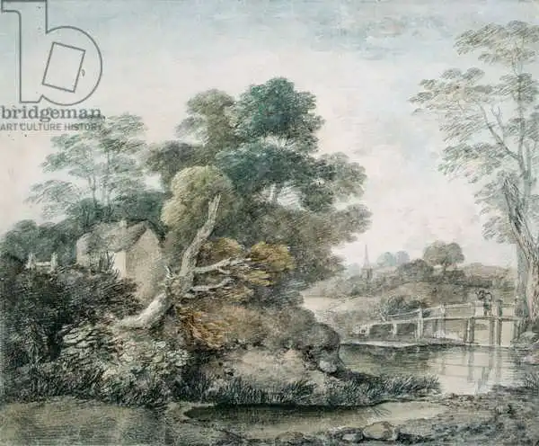 Gainsborough, Thomas: Paysage avec chalet et ruisseau