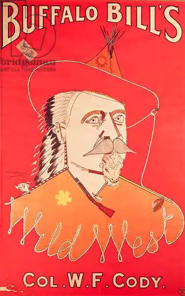 English school (19th century): Poster advertising Buffalo Bill