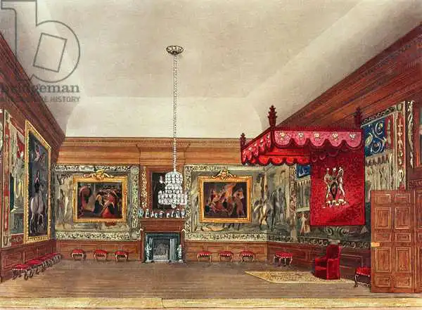 Pyne, William Henry: The Throne Room, Hampton Court from Pyne